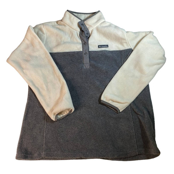 Columbia Fleece Quarter Button Jacket Gray/Cream Women's XL - Picture 1 of 7